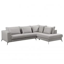 Fredriks Ecksofa Ranua - Webstoff - Lichtgrau - Ottomane davorstehend rechts