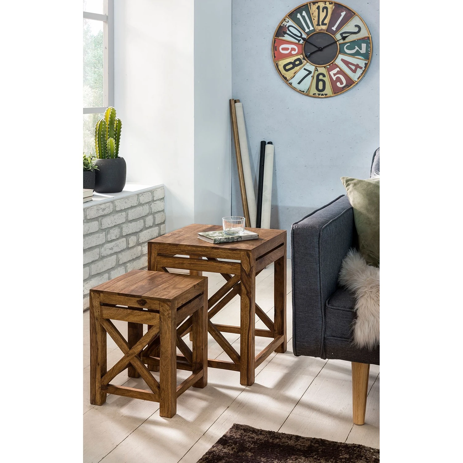 Naturoo Beistelltisch Ridgely (2er-Set) - Sheesham massiv 2 Naturoo Beistelltisch Ridgely (2er-Set) - Sheesham massiv – Bild 2