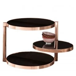 Jack & Alice Beistelltisch Cotopaxi - Glas / Metall - Schwarz / Kupfer