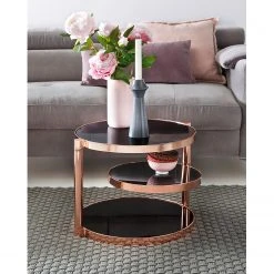 Jack & Alice Beistelltisch Cotopaxi - Glas / Metall - Schwarz / Kupfer -Wohnzimmermöbel boutique en ligne 1000194268 200108 10055000405 MOOD DETAILS P000000001000194268 mood