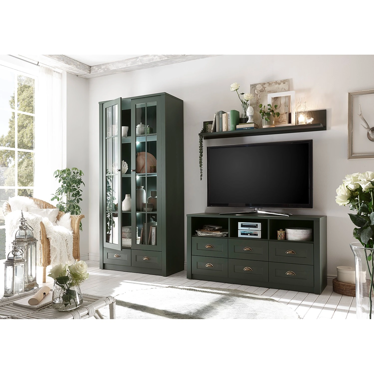 Ridgevalley Vitrinenschrank Beauville - Moosgrün / Gold 4 Ridgevalley Vitrinenschrank Beauville - Moosgrün / Gold – Bild 4