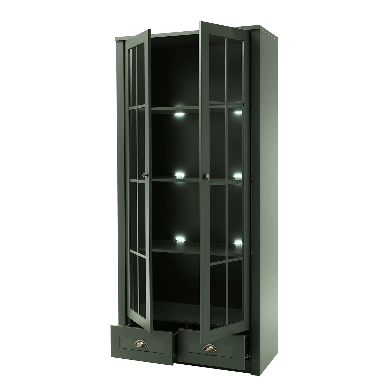 Ridgevalley Vitrinenschrank Beauville - Moosgrün / Gold 6 Ridgevalley Vitrinenschrank Beauville - Moosgrün / Gold – Bild 6