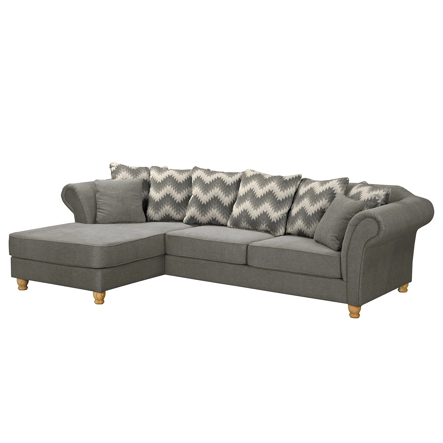 Ridgevalley Ecksofa Colares II - Webstoff - Grau - Longchair davorstehend links 1 Ridgevalley Ecksofa Colares II - Webstoff - Grau - Longchair davorstehend links