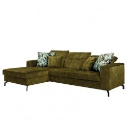 Fredriks Ecksofa Atmore - Samt - Olivgelb - Longchair davorstehend links