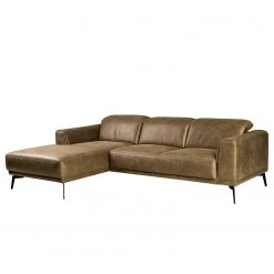 Fredriks Ecksofa Basin II - Kunstleder - Kokosnuss Braun - Longchair davorstehend links