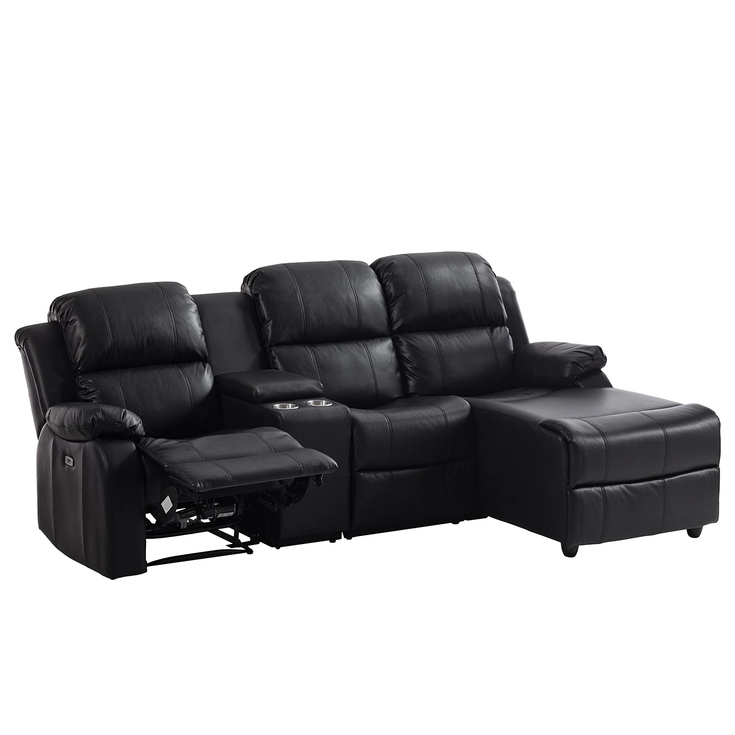 Modoform Ecksofa Mendis - Kunstleder - Schwarz - Ottomane davorstehend rechts 2 Modoform Ecksofa Mendis - Kunstleder - Schwarz - Ottomane davorstehend rechts – Bild 2