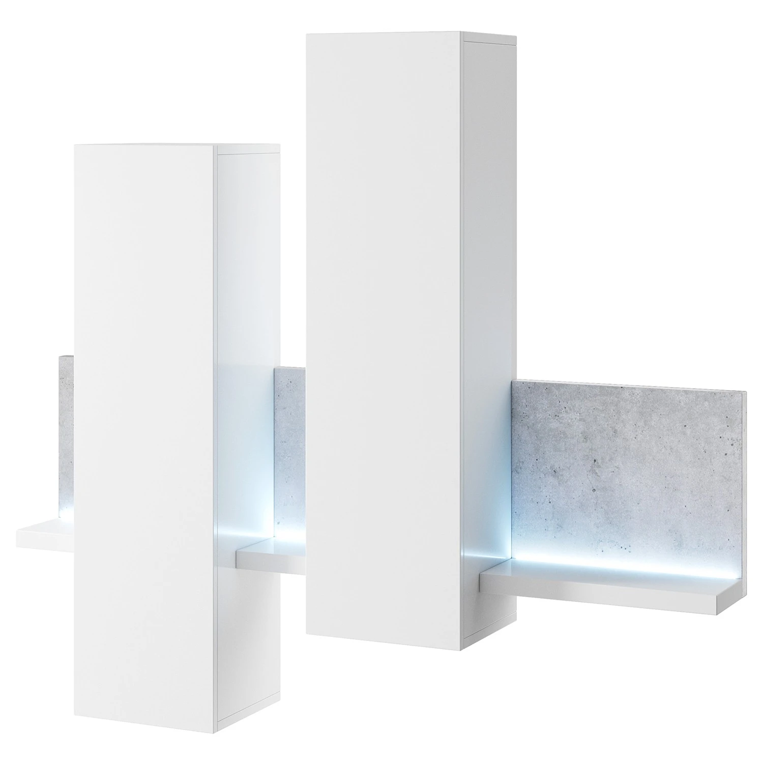 Loftscape Wohnwand Littor (3-teilig) - inkl. Beleuchtung - Weiß / Beton Dekor 5 Loftscape Wohnwand Littor (3-teilig) - inkl. Beleuchtung - Weiß / Beton Dekor – Bild 5
