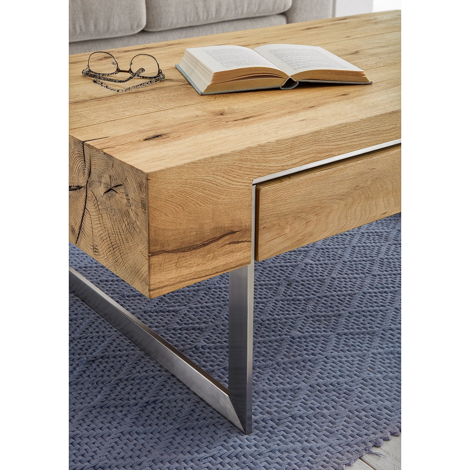 Loftscape Couchtisch Moab - Echtholzfurnier - Asteiche / Silber 7 Loftscape Couchtisch Moab - Echtholzfurnier - Asteiche / Silber – Bild 7