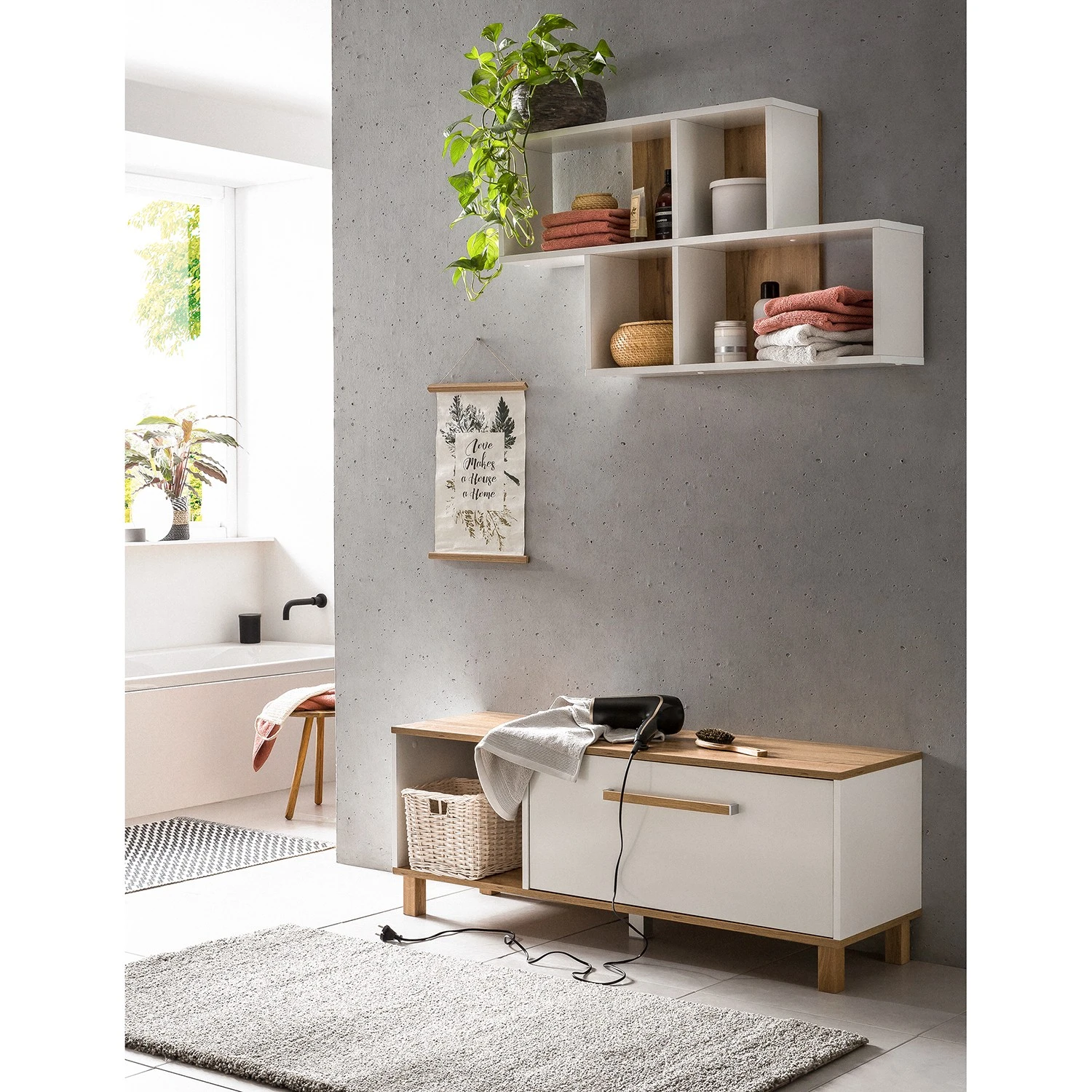 Schildmeyer Wandregal Padua - Weiß / Eiche Landhaus Dekor 2 Schildmeyer Wandregal Padua - Weiß / Eiche Landhaus Dekor – Bild 2