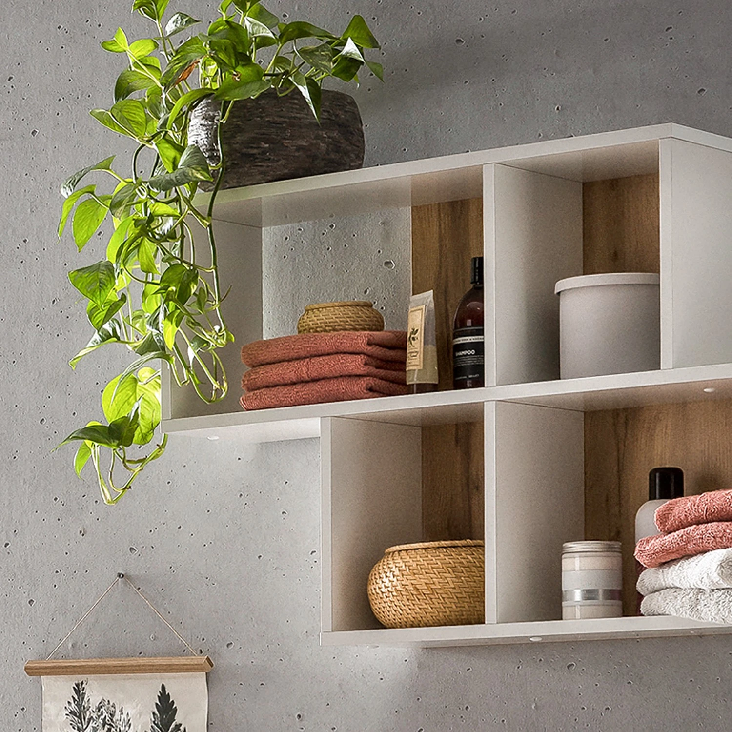 Schildmeyer Wandregal Padua - Weiß / Eiche Landhaus Dekor 4 Schildmeyer Wandregal Padua - Weiß / Eiche Landhaus Dekor – Bild 4