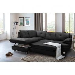 Fredriks Ecksofa NoDa - Echtleder - Schwarz - Ottomane davorstehend links - Schlaffunktion - Bettkasten -Wohnzimmermöbel boutique en ligne 1000205259 200310 12361601237 MOOD DETAILS P000000001000205259 mood