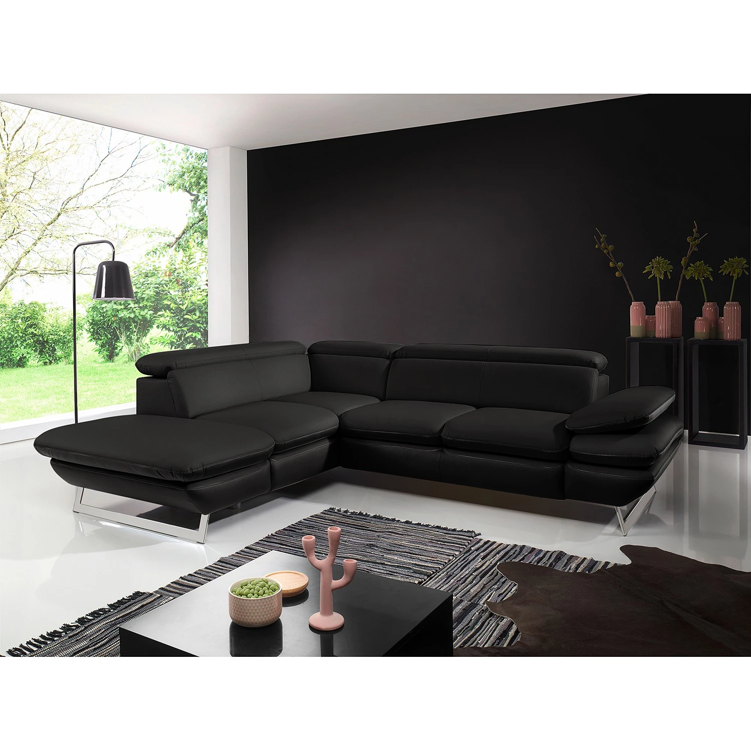 Fredriks Ecksofa Graford II - Kunstleder - Schwarz - Ottomane davorstehend links - Keine Funktion 3 Fredriks Ecksofa Graford II - Kunstleder - Schwarz - Ottomane davorstehend links - Keine Funktion – Bild 3