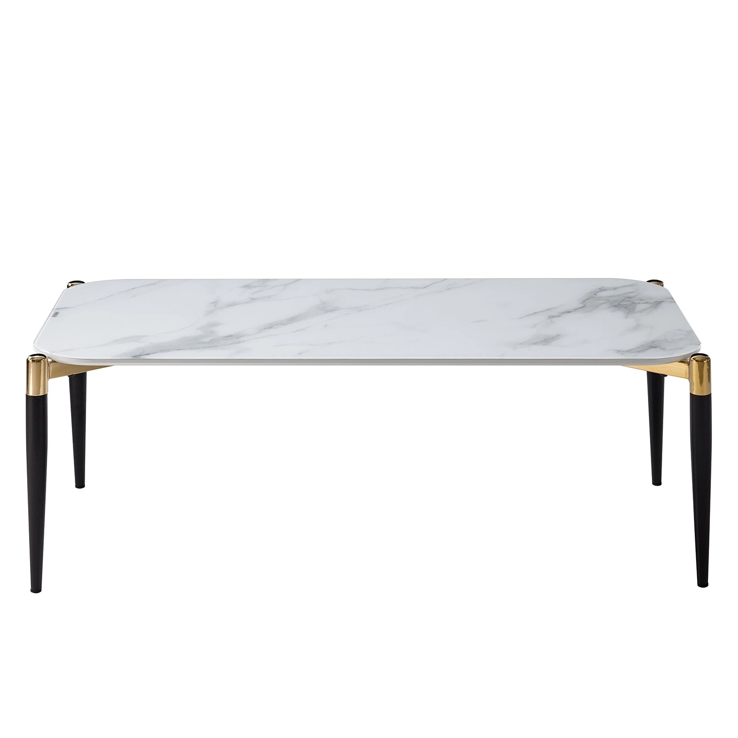 Jack & Alice Couchtisch Conyers - Glas / Metall - Marmor Weiß Dekor / Schwarz 4 Jack & Alice Couchtisch Conyers - Glas / Metall - Marmor Weiß Dekor / Schwarz – Bild 4