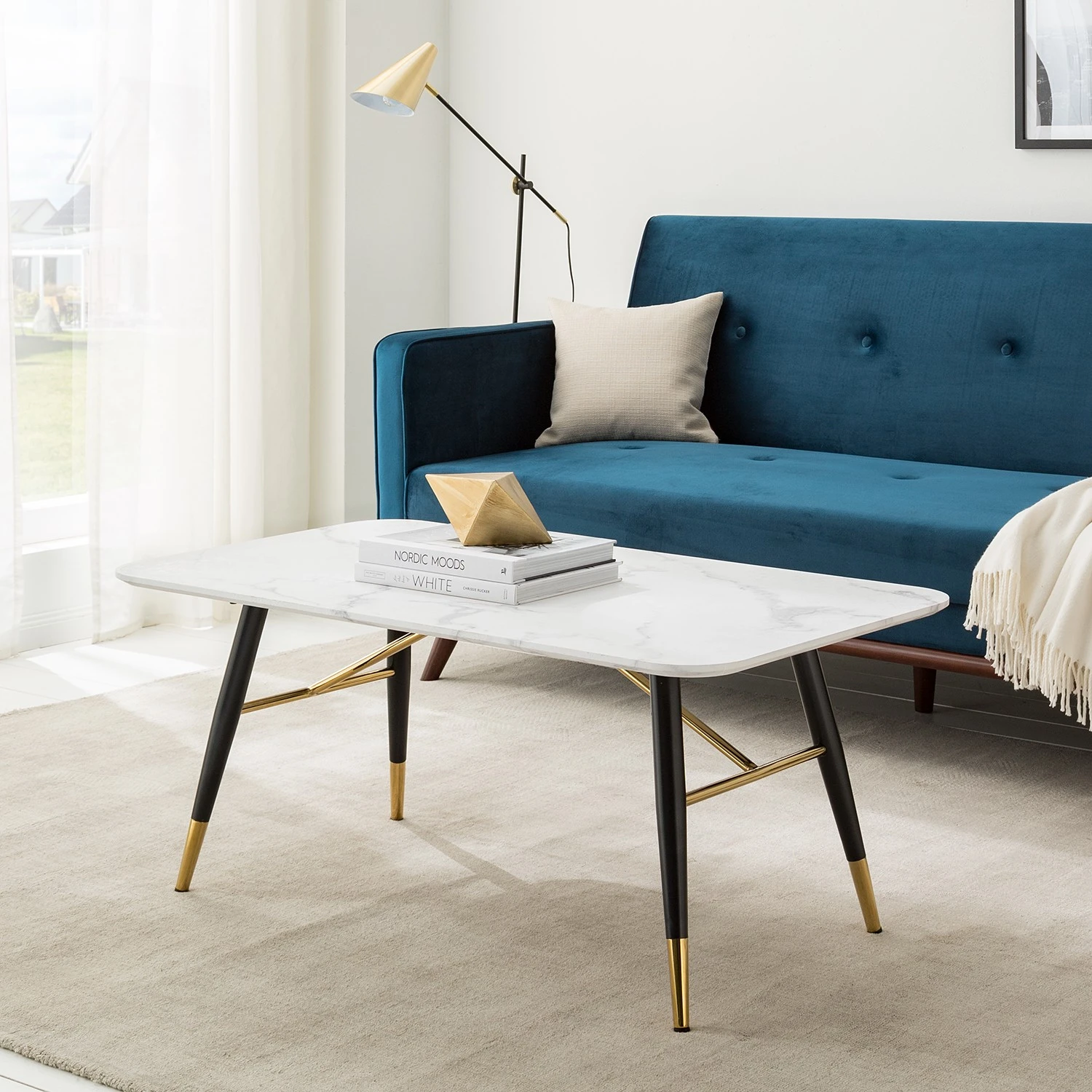 Jack & Alice Couchtisch Joppa - Marmor Weiß Dekor / Schwarz 2 Jack & Alice Couchtisch Joppa - Marmor Weiß Dekor / Schwarz – Bild 2