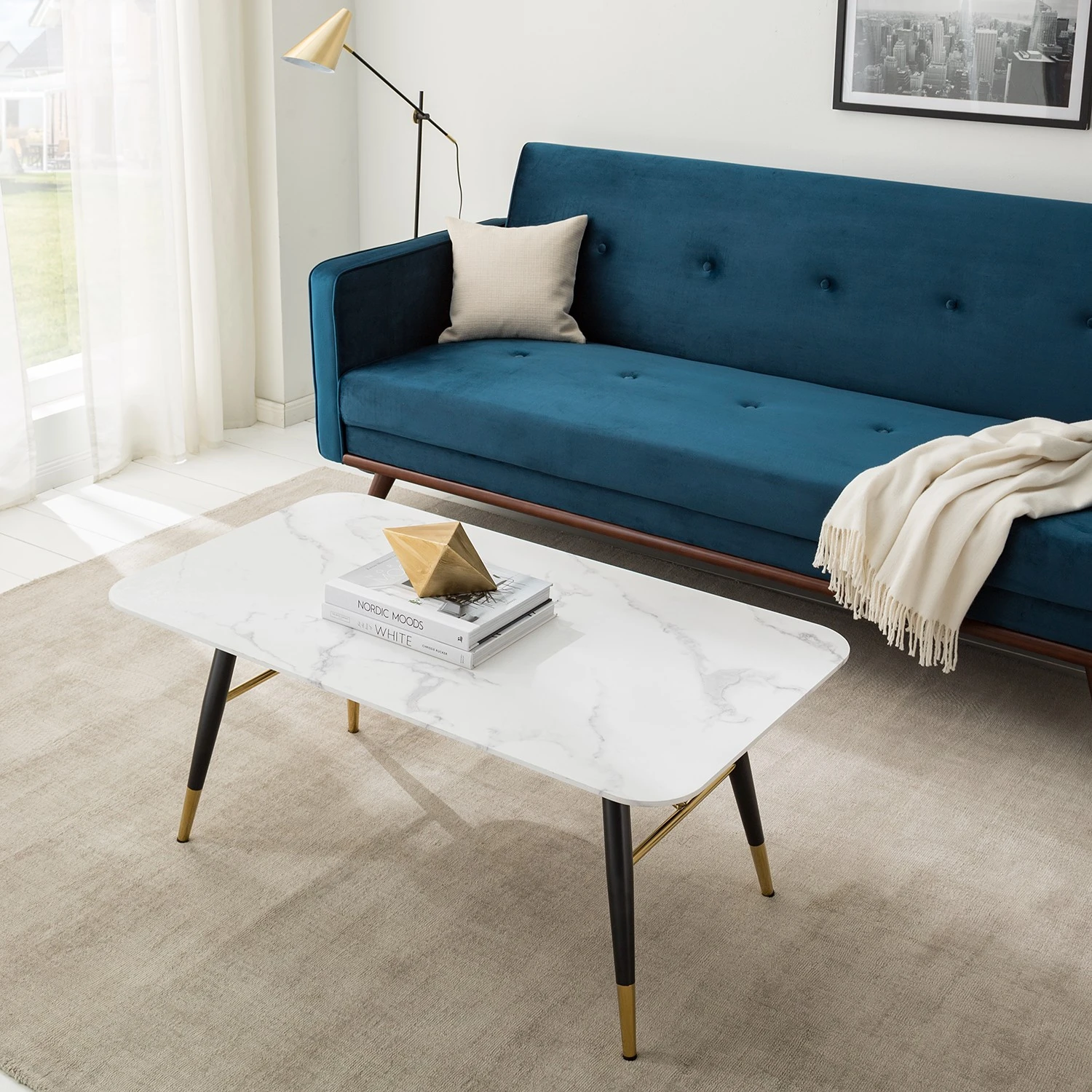 Jack & Alice Couchtisch Joppa - Marmor Weiß Dekor / Schwarz 3 Jack & Alice Couchtisch Joppa - Marmor Weiß Dekor / Schwarz – Bild 3