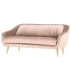 Red Living Sofa Margon (2-Sitzer) - Samt - Hellrosa - Gold