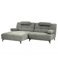 Fredriks Ecksofa Bellmore II - Microfaser - Lichtgrau - Mit Kopfstütze