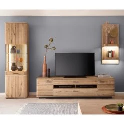 Loftscape Wohnwand Salvo I (3-teilig) - Eiche teilmassiv - Balkeneiche Bianco / Grau