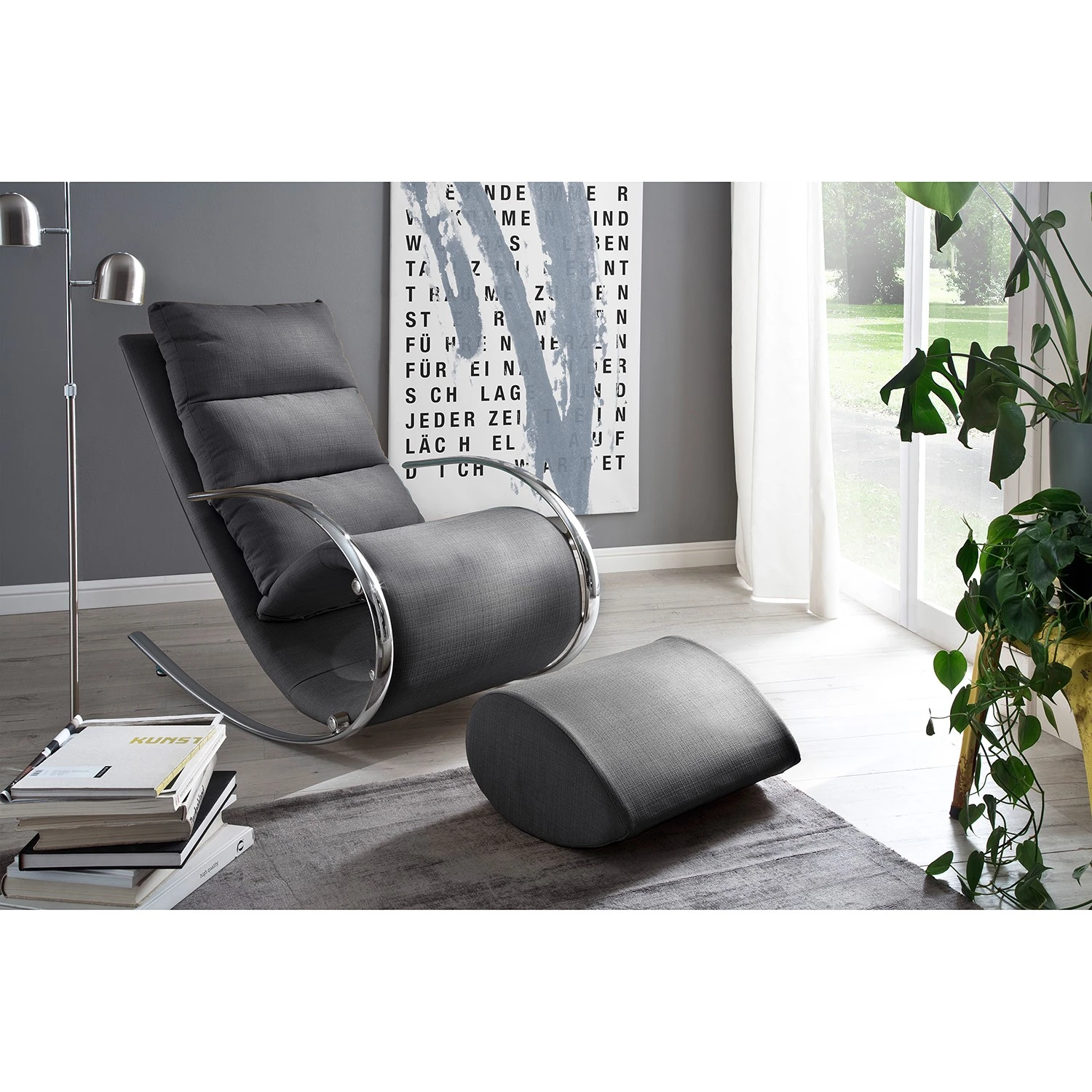 Fredriks Schaukelsessel Fox - Strukturstoff - Grau 2 Fredriks Schaukelsessel Fox - Strukturstoff - Grau – Bild 2