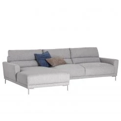 Fredriks Ecksofa Burney - Webstoff - Hellgrau - Longchair davorstehend links