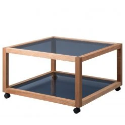 Loftscape Couchtisch Fulbeck II - Glas / Walnuss massiv - Grau / Walnuss