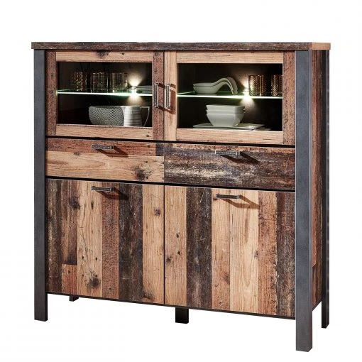 Red Living Highboard Blackpool I - Inkl. Beleuchtung - Altholz Dekor / Grau 4 Red Living Highboard Blackpool I - Inkl. Beleuchtung - Altholz Dekor / Grau -Wohnzimmermöbel boutique en ligne 1000209806 200430 06444300045 IMAGE P000000001000209806