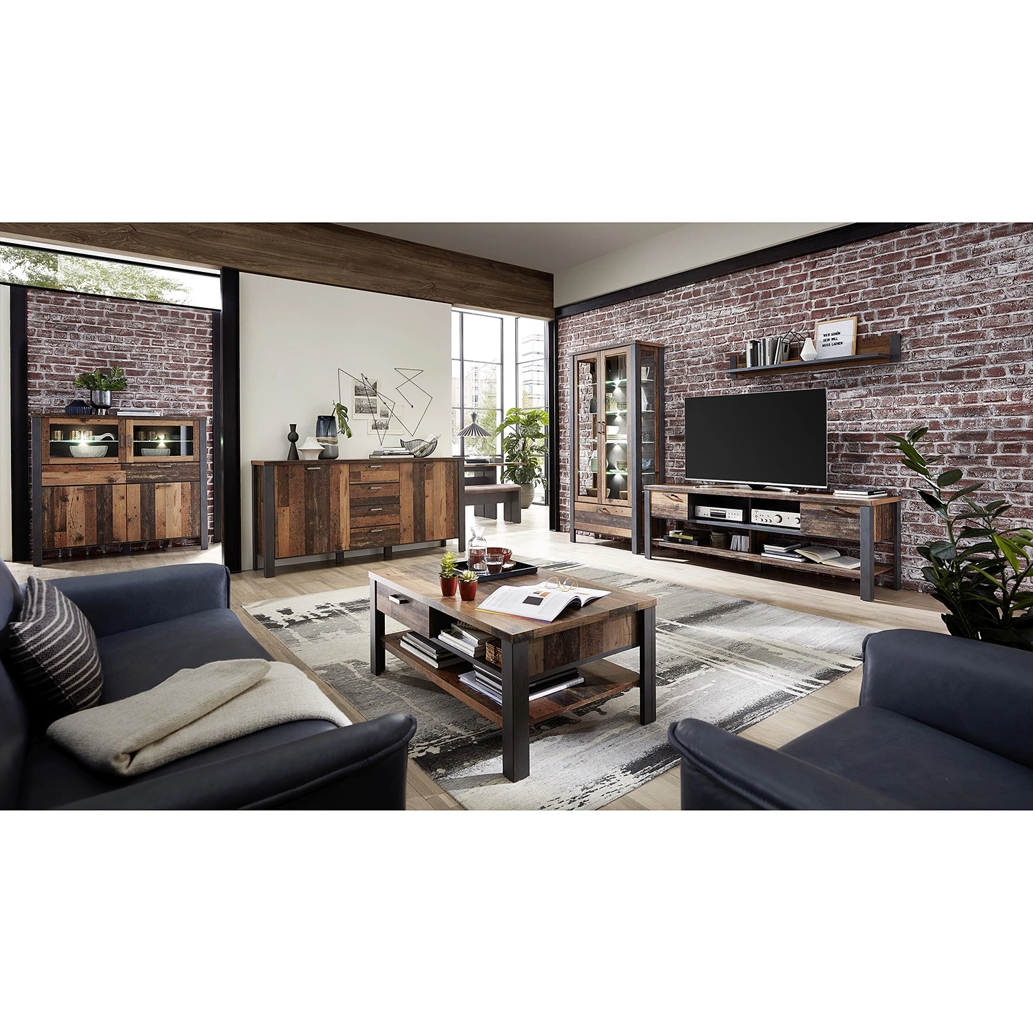 Red Living Highboard Blackpool I - Inkl. Beleuchtung - Altholz Dekor / Grau 5 Red Living Highboard Blackpool I - Inkl. Beleuchtung - Altholz Dekor / Grau – Bild 5