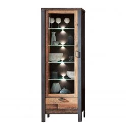 Red Living Standvitrine Blackpool - Inkl. Beleuchtung - Altholz Dekor / Grau