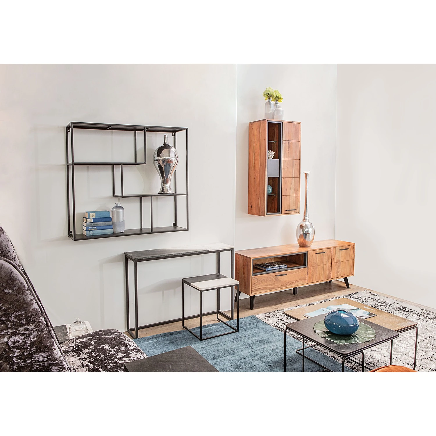 Jack & Alice Konsolentisch Daggett - Marmor / Metall - Marmor Schwarz / Marmor Weiß 2 Jack & Alice Konsolentisch Daggett - Marmor / Metall - Marmor Schwarz / Marmor Weiß – Bild 2