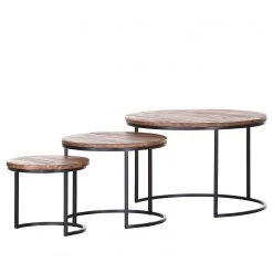 Red Living Beistelltisch Daggett II (3er-Set) - Mango massiv / Metall - Mango / Schwarz