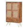 Naturoo Highboard Nyack - Mango massiv / Wiener Geflecht - Mango / Gold