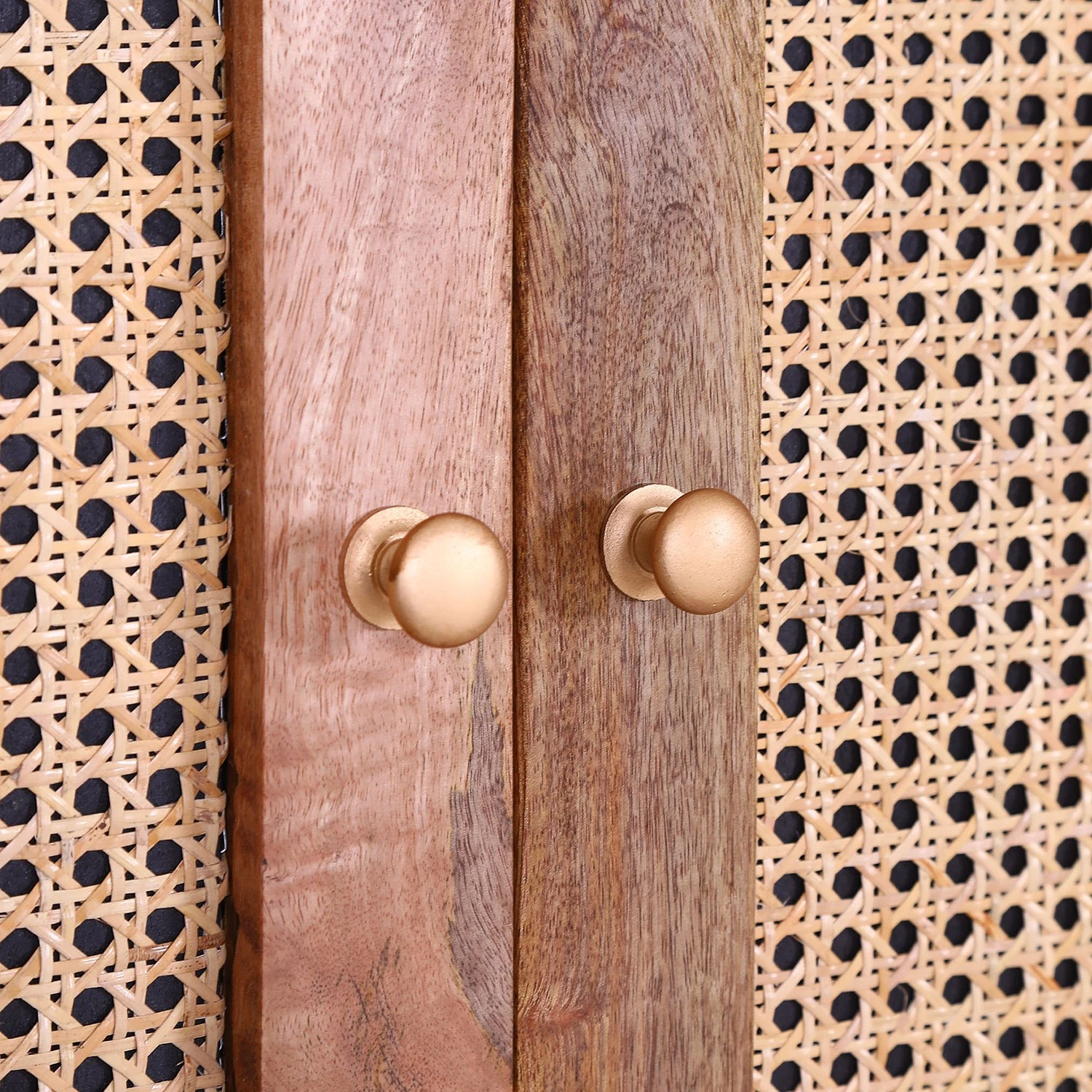 Naturoo Highboard Nyack - Mango massiv / Wiener Geflecht - Mango / Gold 3 Naturoo Highboard Nyack - Mango massiv / Wiener Geflecht - Mango / Gold – Bild 3