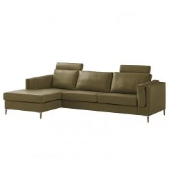 Studio Copenhagen Ecksofa COSO Classic+ mit Longchair - Echtleder Taru: Olivgrün - Breite: 287 cm - Longchair davorstehend links - Eiche Dunkel -Wohnzimmermöbel boutique en ligne 1000212812 200825 13293000296 DETAILS P000000001000212812