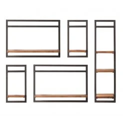 Ars manufacti Wandregal-Set Manchester II (5-teilig) - Akazie massiv / Metall - Akazie / Anthrazit -Wohnzimmermöbel boutique en ligne 1000213198 200713 18103600002 DETAILS P000000001000213198