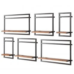 Ars manufacti Wandregal-Set Manchester IV (6-teilig) - Akazie massiv / Metall - Akazie / Anthrazit