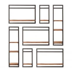 Ars manufacti Wandregal-Set Manchester VI (7-teilig) - Akazie massiv / Metall - Akazie / Anthrazit -Wohnzimmermöbel boutique en ligne 1000213212 200713 18104000010 DETAILS P000000001000213212