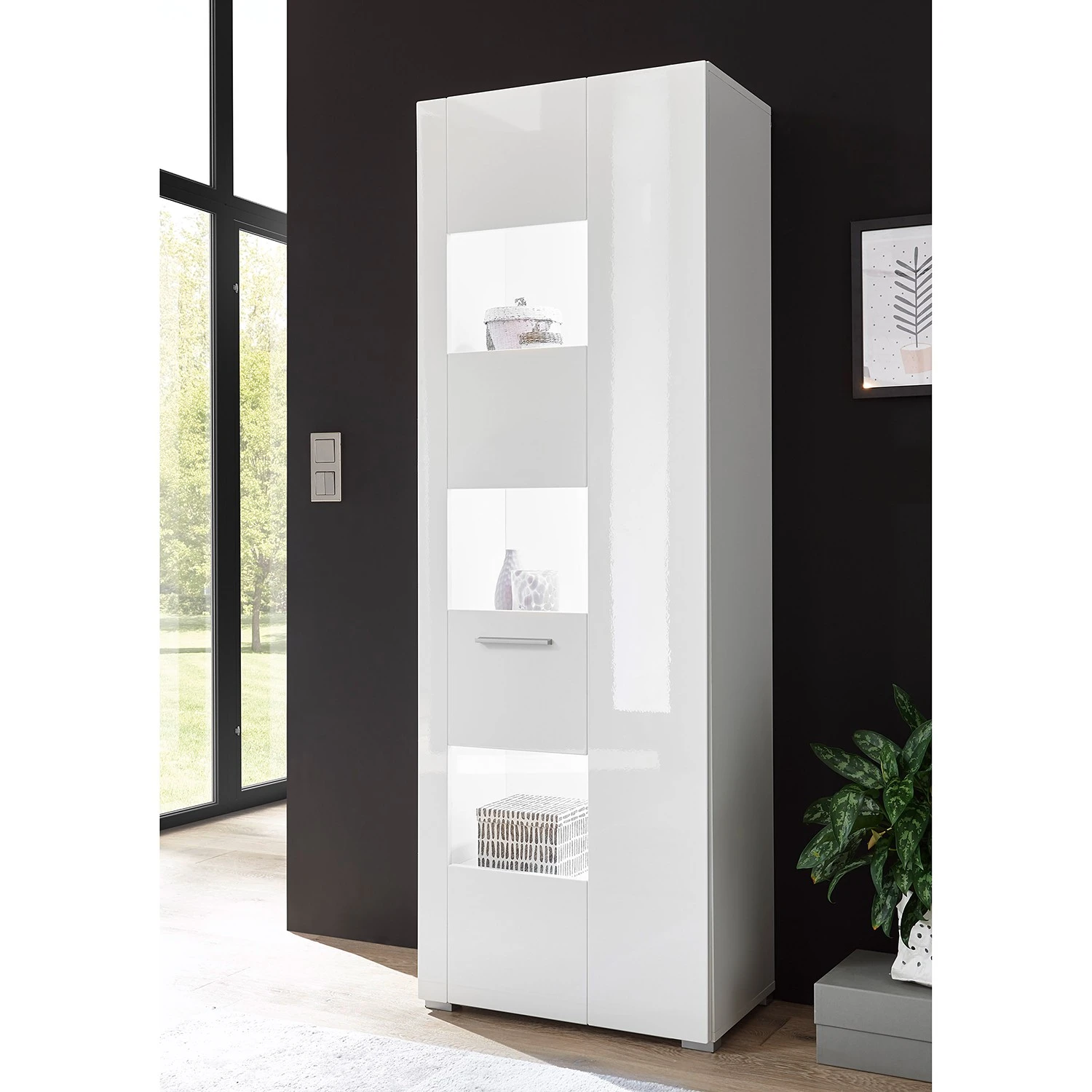 Loftscape Standvitrine Cely - Hochglanz Weiß / Matt Weiß 2 Loftscape Standvitrine Cely - Hochglanz Weiß / Matt Weiß – Bild 2