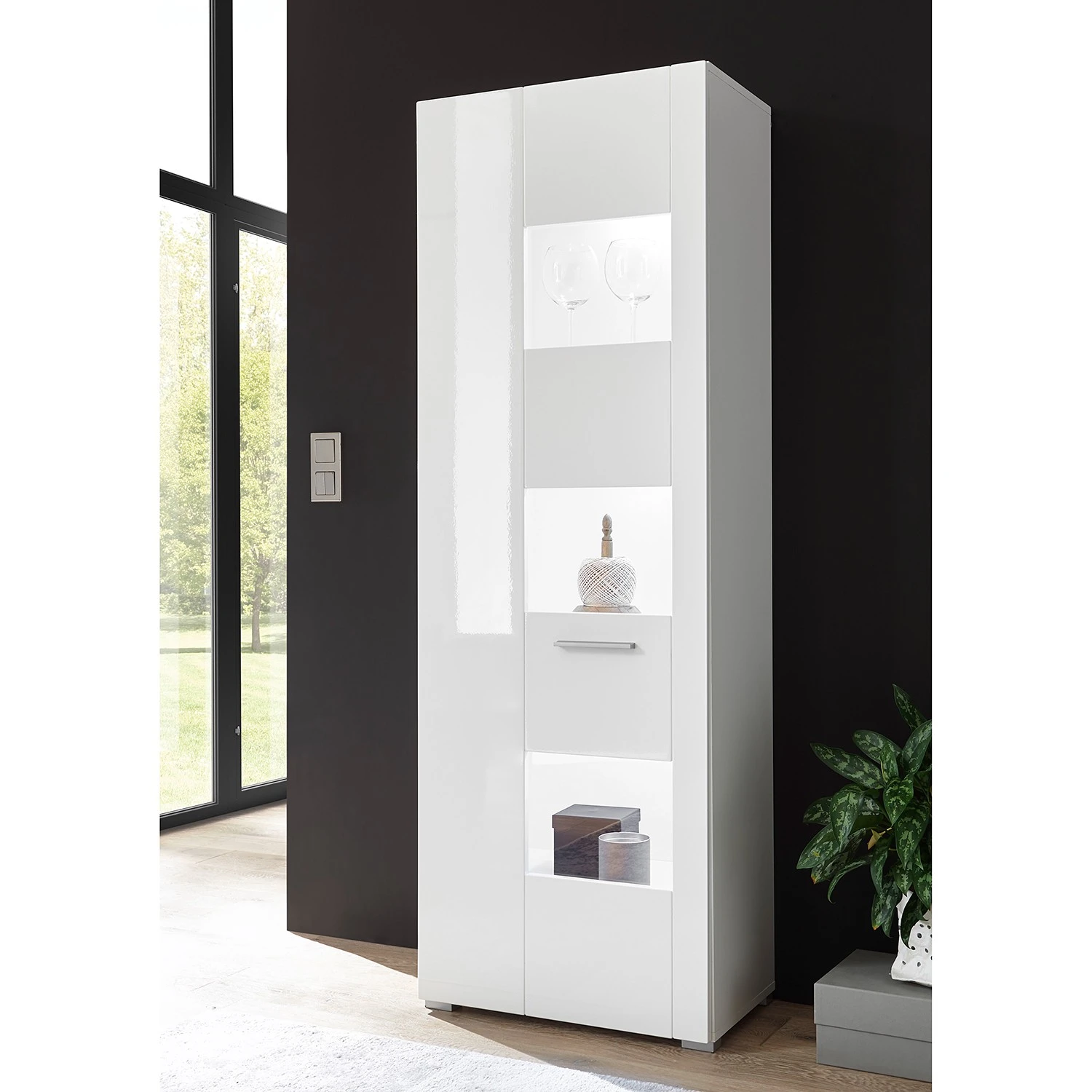 Loftscape Standvitrine Cely - Hochglanz Weiß / Matt Weiß 3 Loftscape Standvitrine Cely - Hochglanz Weiß / Matt Weiß – Bild 3