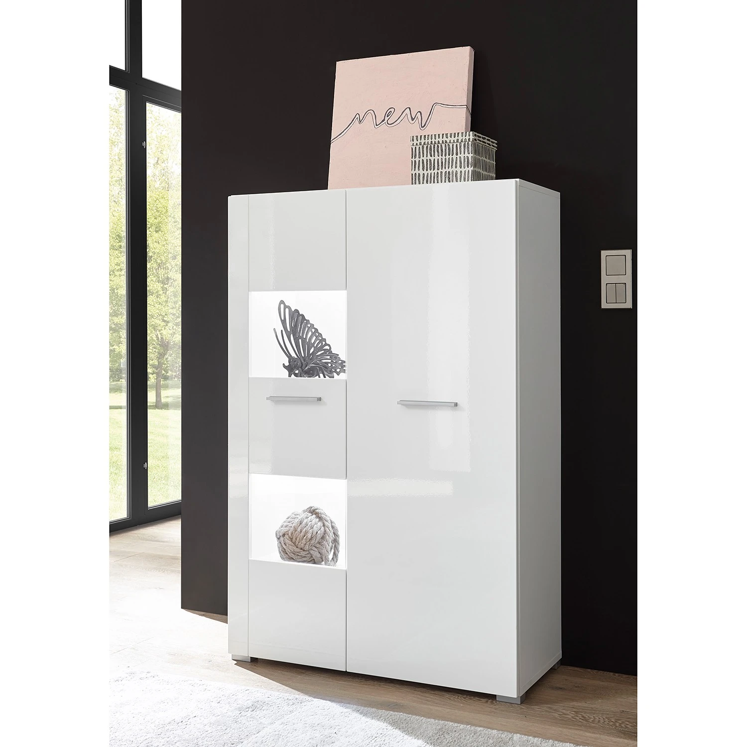 Loftscape Wohnwand Cely II (4-teilig) - Hochglanz Weiß / Matt Weiß 3 Loftscape Wohnwand Cely II (4-teilig) - Hochglanz Weiß / Matt Weiß – Bild 3