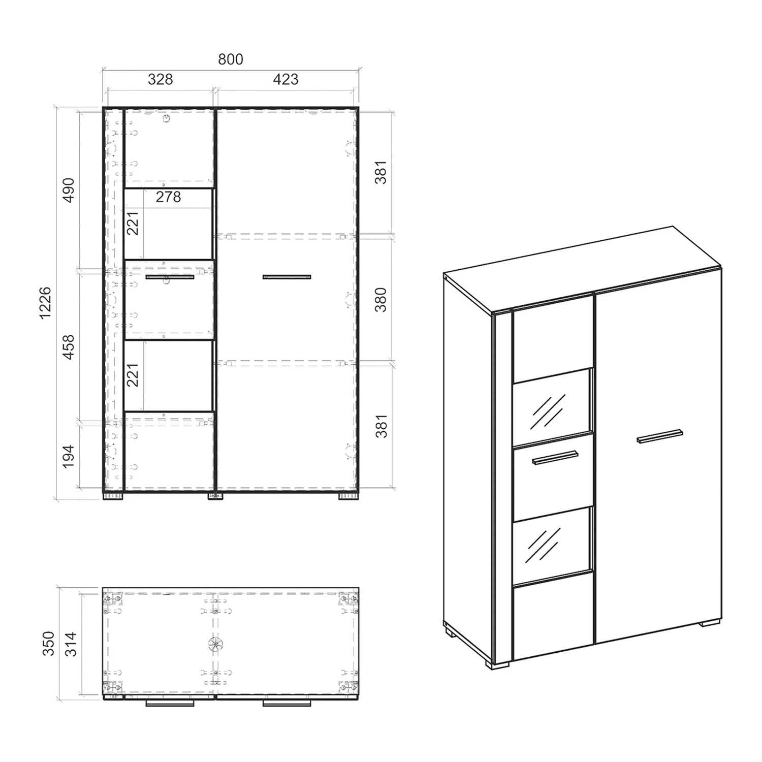 Loftscape Wohnwand Cely II (4-teilig) - Hochglanz Weiß / Matt Weiß 21 Loftscape Wohnwand Cely II (4-teilig) - Hochglanz Weiß / Matt Weiß – Bild 21