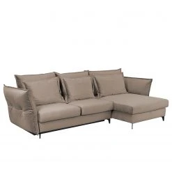 Fredriks Ecksofa Carrboro - Samt - Cappuccino - Longchair davorstehend rechts