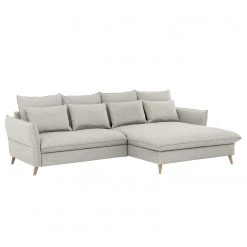 Fredriks Ecksofa Sketty - Microfaser - Hellgrau - Longchair davorstehend rechts - Schlaffunktion - Bettkasten