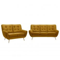 Fredriks Polstergarnitur Sawston I (3-2) - Samt - Olivgelb