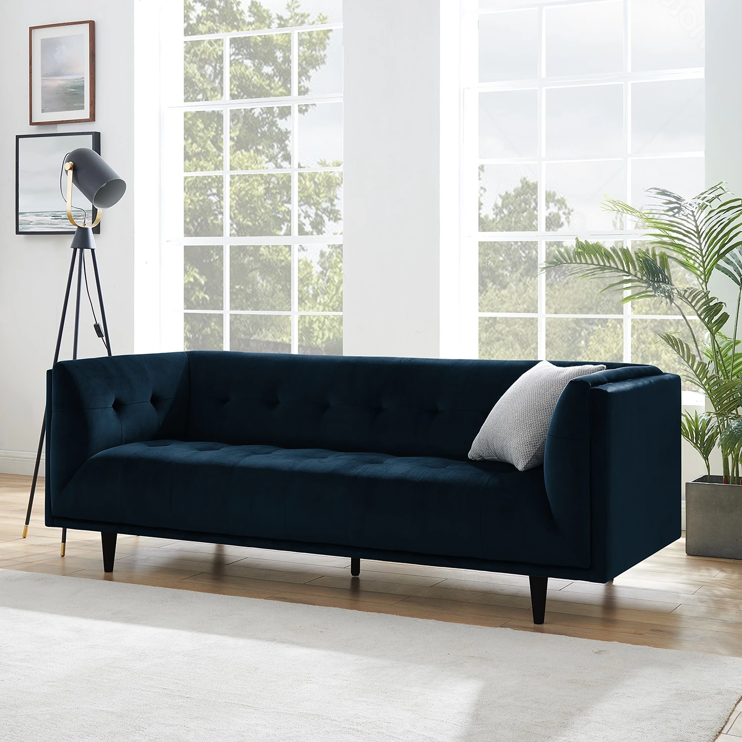 Red Living Sofa Botley (3-Sitzer) - Samt - Marineblau 2 Red Living Sofa Botley (3-Sitzer) - Samt - Marineblau – Bild 2