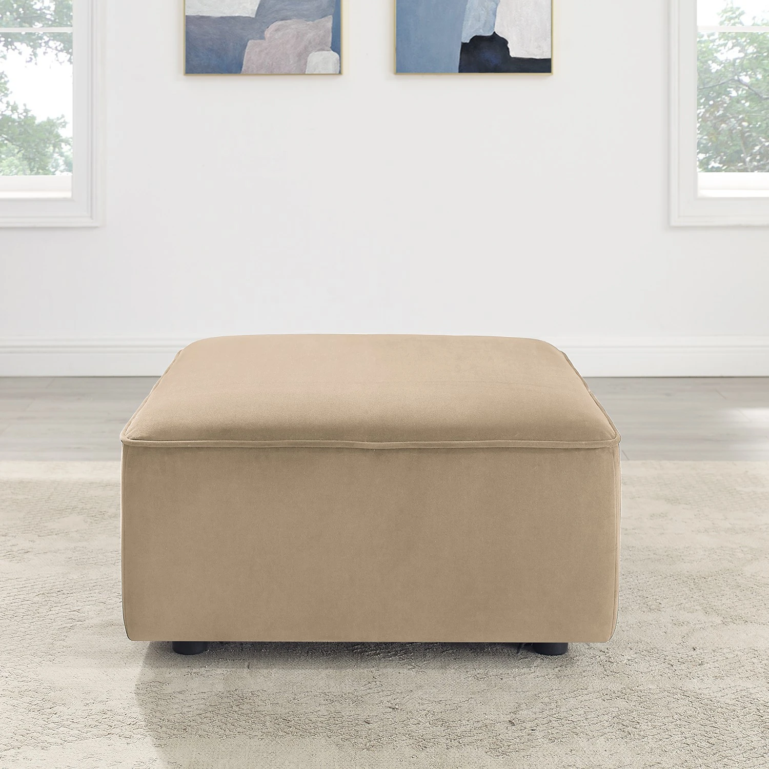 Fredriks Polsterhocker Berlou II - Webstoff - Beige 3 Fredriks Polsterhocker Berlou II - Webstoff - Beige – Bild 3