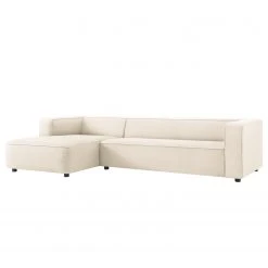 Fredriks Ecksofa Berlou I - Webstoff - Creme - Longchair davorstehend links