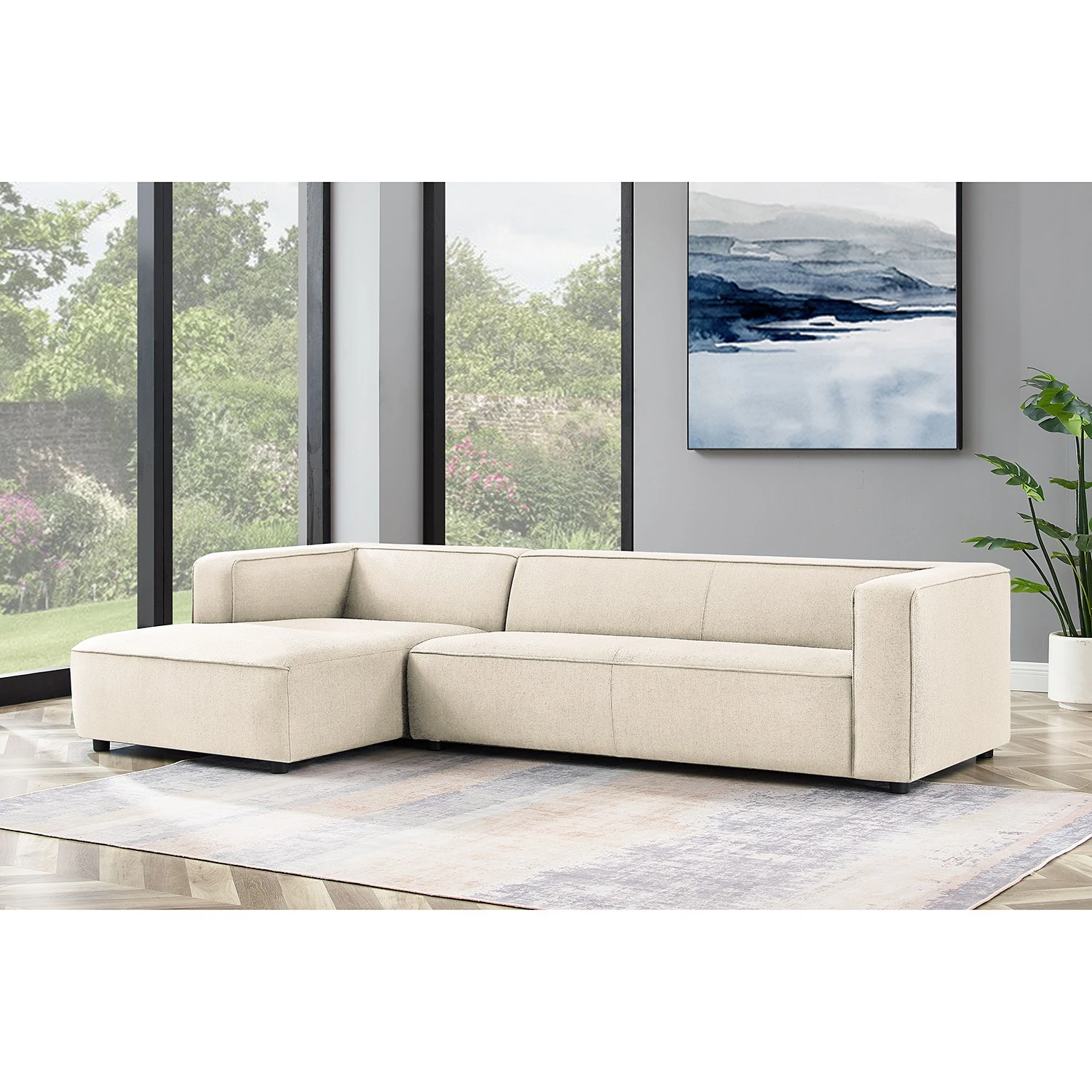 Fredriks Ecksofa Berlou I - Webstoff - Creme - Longchair davorstehend links 2 Fredriks Ecksofa Berlou I - Webstoff - Creme - Longchair davorstehend links – Bild 2