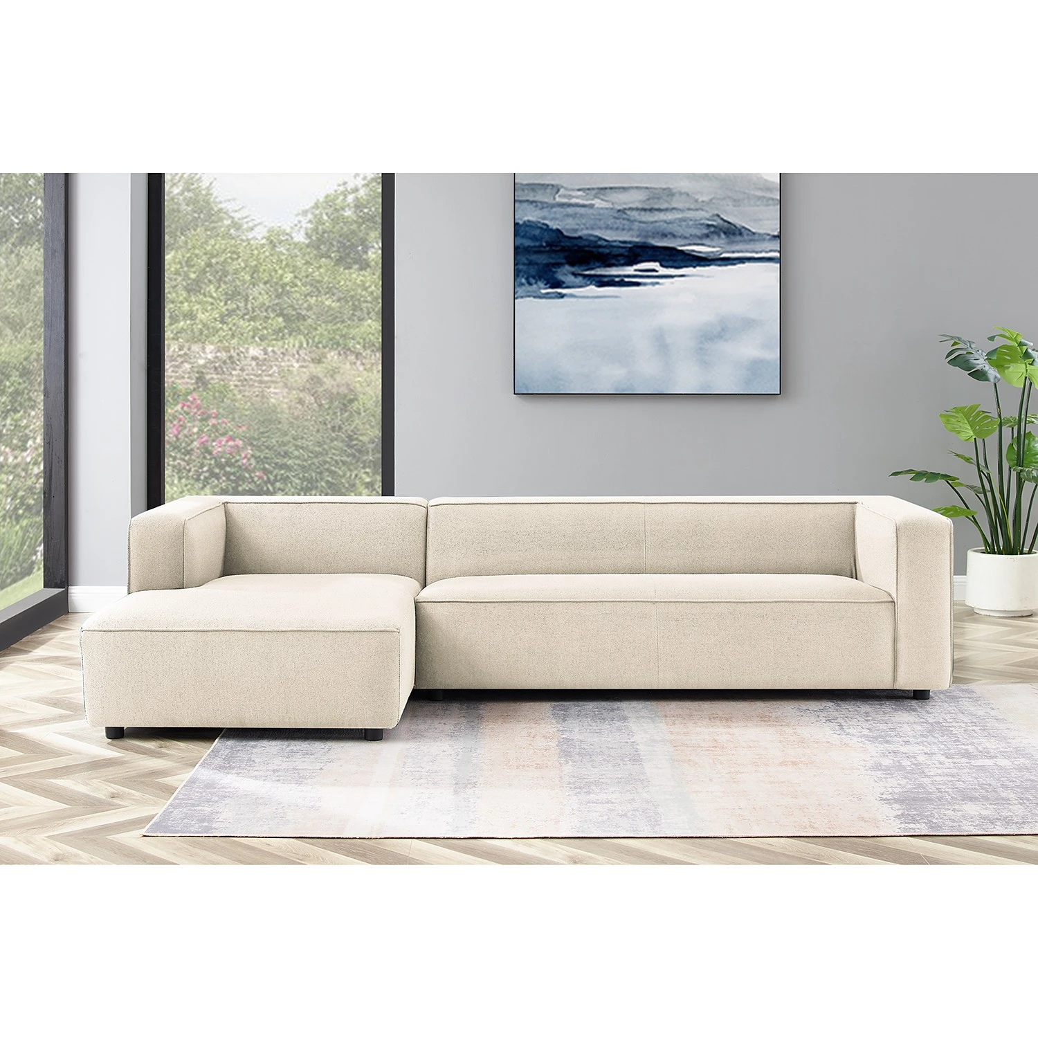 Fredriks Ecksofa Berlou I - Webstoff - Creme - Longchair davorstehend links 3 Fredriks Ecksofa Berlou I - Webstoff - Creme - Longchair davorstehend links – Bild 3