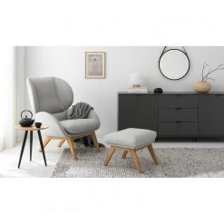 Studio Copenhagen Polsterhocker Marols - Webstoff Saia: Hellgrau - Eiche Hell -Wohnzimmermöbel boutique en ligne 1000217124 210121 15063900013 MOOD DETAILS P000000001000217124 mood