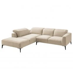 Studio Copenhagen Ecksofa Berrie II - Webstoff Saia: Beige - Breite: 263 cm - Ottomane davorstehend links